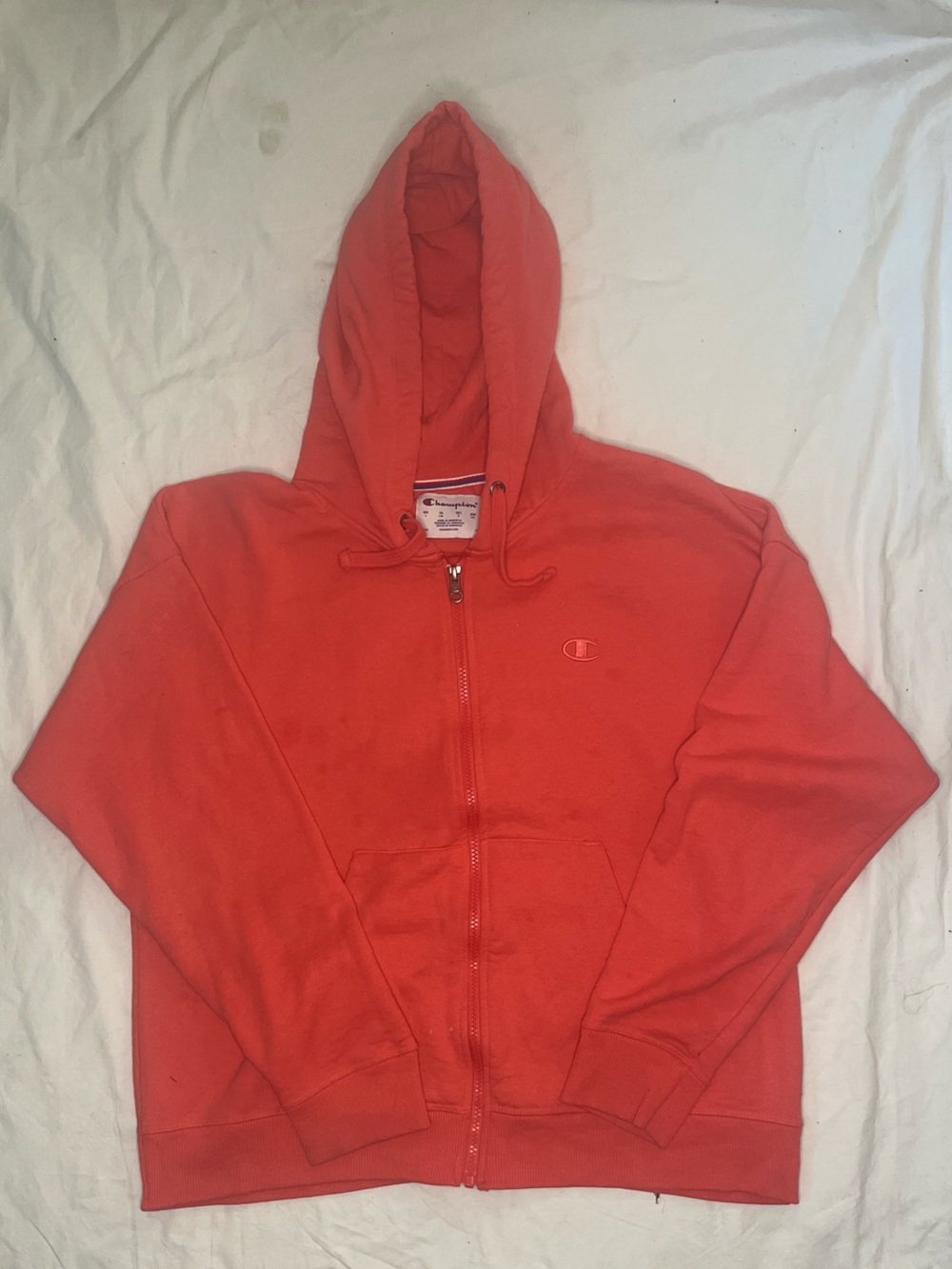 Champion Coral-Red Full-Zip Hoodie